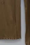 BASERANGE Long Sleeve T-Shirt TTML Collection Ribbed Cotton Portugal BAS-TTML-RB-AU24-FCZ Emerald Brown
